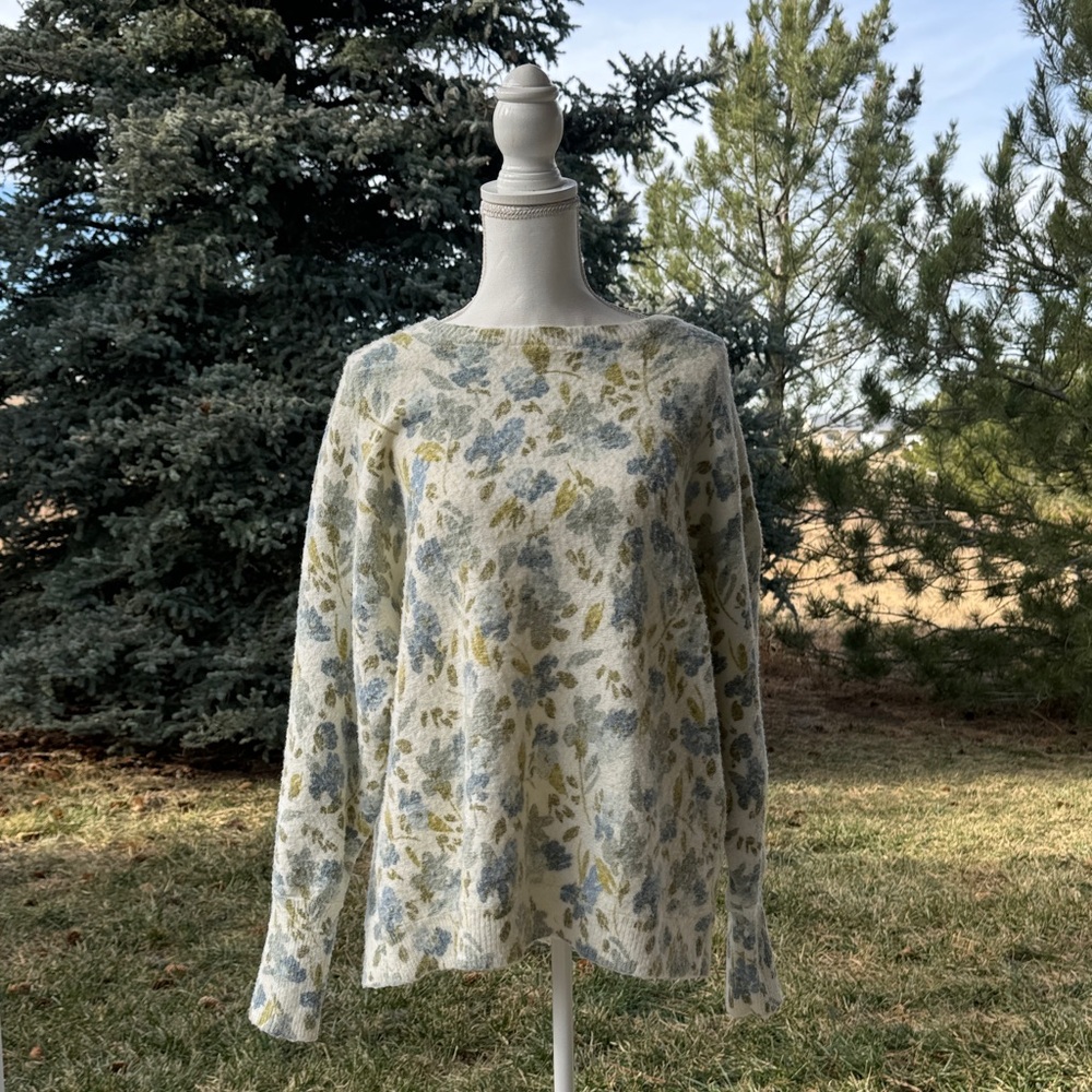 Joie Blue and Yellow Floral Long Sleeve Top